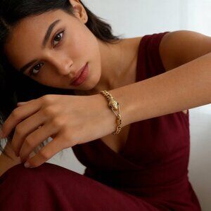 Gold serpent chain bracelet - 18K gold plated stainless steel